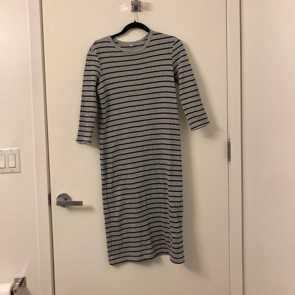 Ribbed Stripped Midi Dress, NWOT